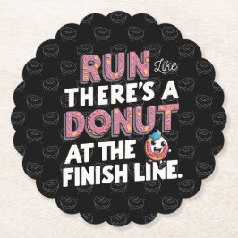 Donut bij de Finish Line Funny Fitness Motivation Kartonnen Onderzetters