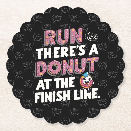 Donut bij de Finish Line Funny Fitness Motivation Kartonnen Onderzetters (Voorkant)