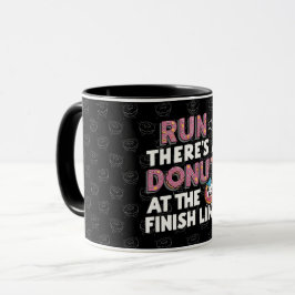 Donut bij de Finish Line Funny Fitness Motivation Mok