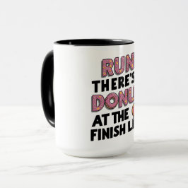 Donut bij de Finish Line Funny Fitness Motivation Mok