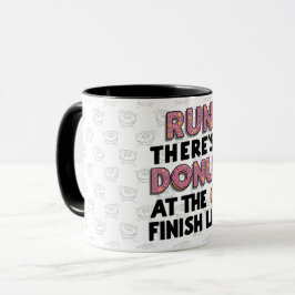 Donut bij de Finish Line Funny Fitness Motivation Mok