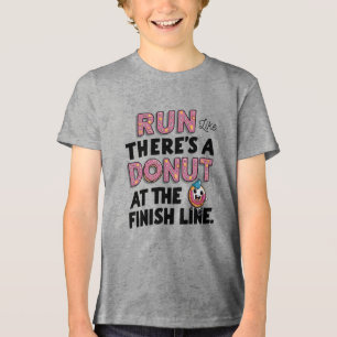Donut bij de Finish Line Funny Fitness Motivation Tri-Blend Shirt