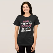 Donut bij de Finish Line Funny Fitness Motivation Tri-Blend Shirt (Voorkant volledig)