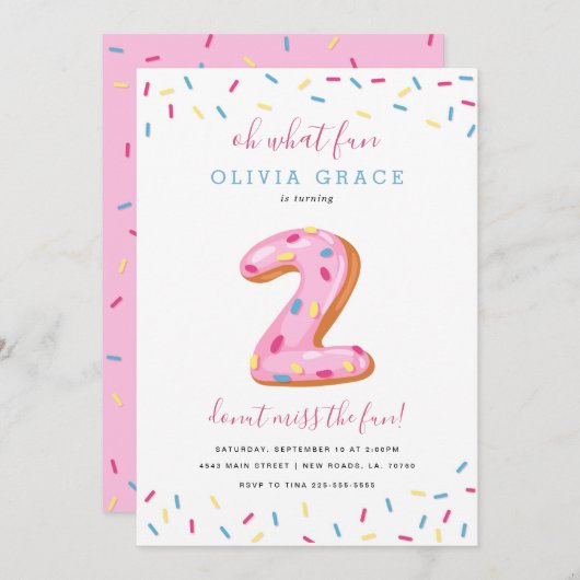 Donut Birthday Celebration | Twee Kaart (Voorkant / Achterkant)