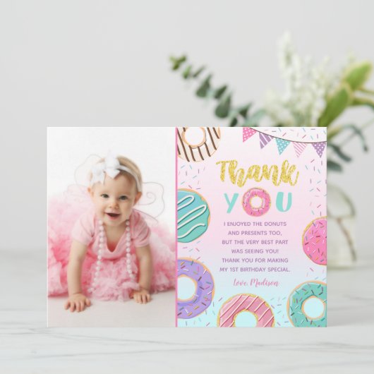 Donut Birthday Dank je kaarten (Staand voorkant)