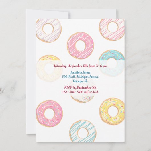 Donut Birthday Fotouitnodiging Sweet ONE Kaart (Achterkant)