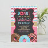 Donut Birthday Invitation, Donut Invitation Kaart (Staand voorkant)