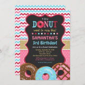 Donut Birthday Invitation, Donut Invitation Kaart (Voorkant / Achterkant)