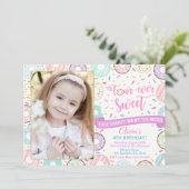 Donut Birthday Invitation four-Ever Sweet Invite Kaart (Staand voorkant)