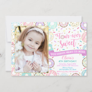 Donut Birthday Invitation four-Ever Sweet Invite Kaart