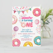 Donut Birthday Invitation Sweet ONE Kaart (Staand voorkant)