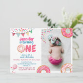 Donut Birthday Invitation Sweet ONE Kaart (Staand voorkant)
