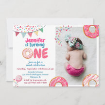 Donut Birthday Invitation Sweet ONE