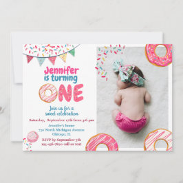Donut Birthday Invitation Sweet ONE Kaart