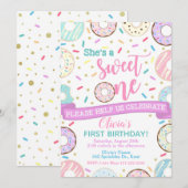 Donut Birthday Invitation Sweet One Party Kaart (Voorkant / Achterkant)