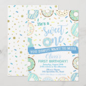 Donut Birthday Invitation Sweet One Party Kaart (Voorkant / Achterkant)