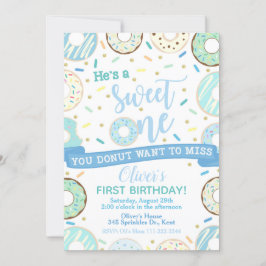 Donut Birthday Invitation Sweet One Party Kaart