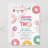 Donut Birthday Invitation Sweet TWO Kaart (Voorkant)