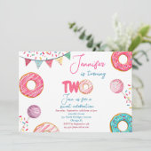 Donut Birthday Invitation Sweet TWO Kaart (Staand voorkant)