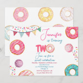 Donut Birthday Invitation Sweet TWO Kaart (Voorkant / Achterkant)