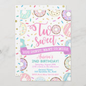 Donut Birthday Invitation Two Sweet Party Kaart (Voorkant / Achterkant)