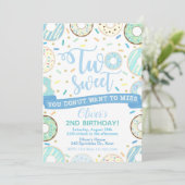 Donut Birthday Invitation Two Sweet Party Kaart (Staand voorkant)