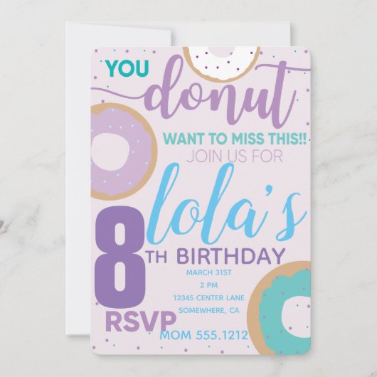 DONUT BIRTHDAY INVITE KAART (Voorkant)