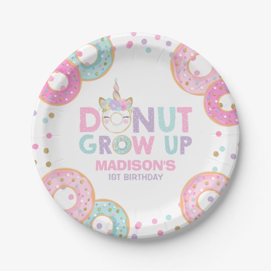 Donut Birthday Paper Bord Donut & Unicorn (Voorkant)