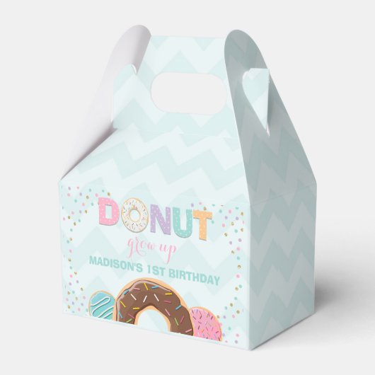 Donut Birthday Party Favor Box Donut Groei Up Part Bedankdoosjes (Voorkant Zijde)