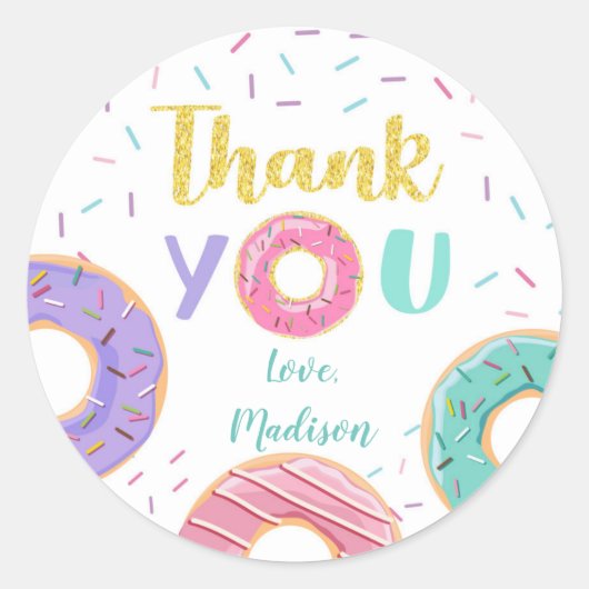 Donut Birthday Party Favor Stickers (Voorkant)