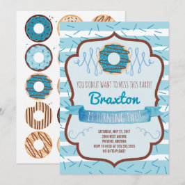 Donut Birthday Party Invitation for a Boy Kaart