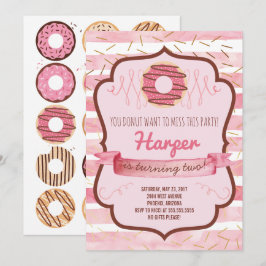 Donut Birthday Party Invitation for a Girl Kaart