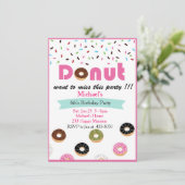 Donut Birthday Party Invitation Kaart (Staand voorkant)