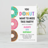 Donut Birthday Party Invitation Kaart (Staand voorkant)