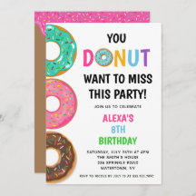 Donut Birthday Party Invitation