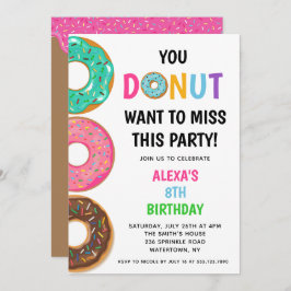 Donut Birthday Party Invitation Kaart