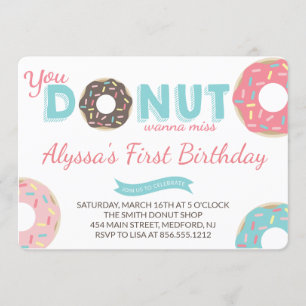 Donut Birthday Party Invitation Kaart