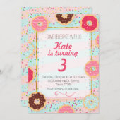 Donut Birthday Party Invitation Kaart (Voorkant / Achterkant)