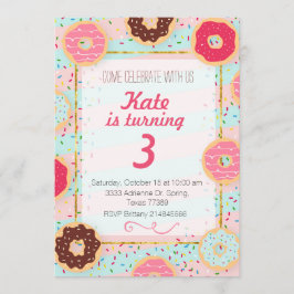 Donut Birthday Party Invitation Kaart