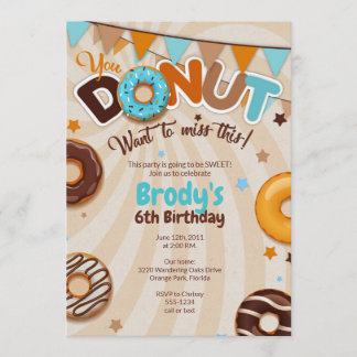 Donut Birthday Party Invitations - Boy Kaart