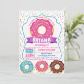 Donut Birthday Party Invitations Donut Sprinkles Kaart (Staand voorkant)