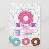 Donut Birthday Party Invitations Donut Sprinkles Kaart (Voorkant / Achterkant)