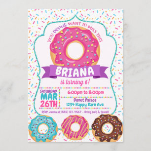 Donut Birthday Party Invitations Donut Sprinkles Kaart