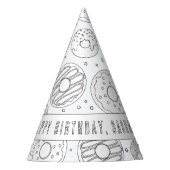Donut Birthday Party - Kleur uw eigen Pet. Feesthoedjes (Voorkant)