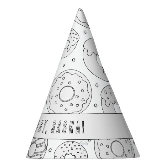 Donut Birthday Party - Kleur uw eigen Pet. Feesthoedjes (Rechts)
