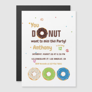 Donut Birthday Party Magnetische Uitnodiging