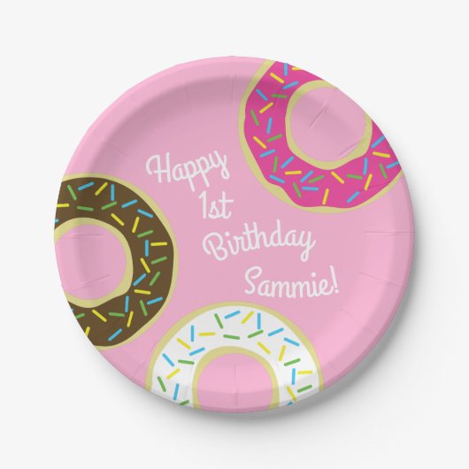 Donut Birthday Party Papieren Bordje (Voorkant)