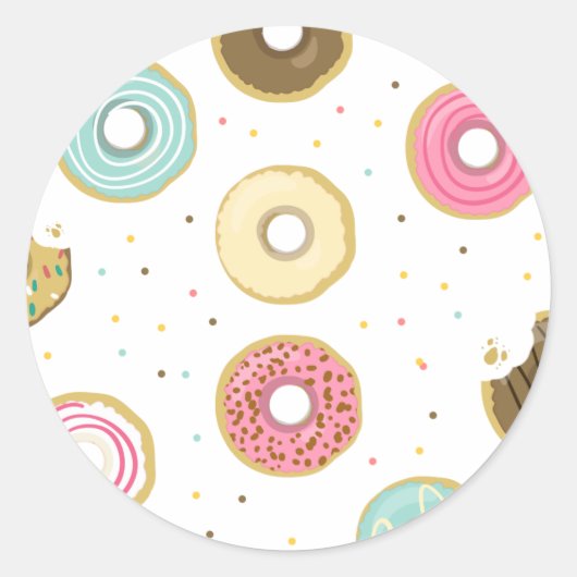 Donut Birthday Party Topper Envelope Seal Doughnut Ronde Sticker (Voorkant)