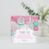 Donut Birthday Sprinkles Cute Bedankkaart (Staand voorkant)