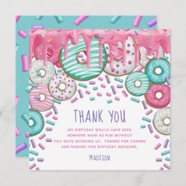 Donut Birthday Sprinkles Cute Bedankkaart